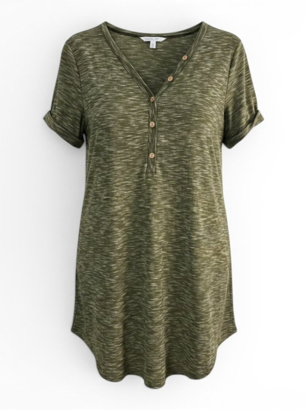 Cupshe Olive Green Heathered Henley Mini Dress